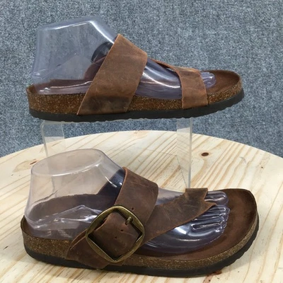 White Mountain Sandals Womens 8 M Harley Slip On Black Leather Toe-Loop Casual - Image 1 of 4