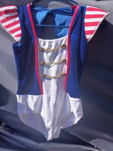 Costume Marcia Marinaio Soldato Rosso Bianco Blu Danza Jazz con Pantaloni Art Stone LC - Foto 1 di 4