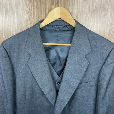 Traje Kuppeheimer Vintage Hecho en EE. UU. 2 Piezas Para Hombre Azul Lana Sólida Dos Botones Foto 1 de 4