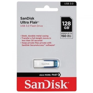 SDCZ73-128G-G46B Pendrive USB 3.0 128Go R: 150Mo/s USB A ULTRA FLAIR bleu SANDIS - Photo 1/1