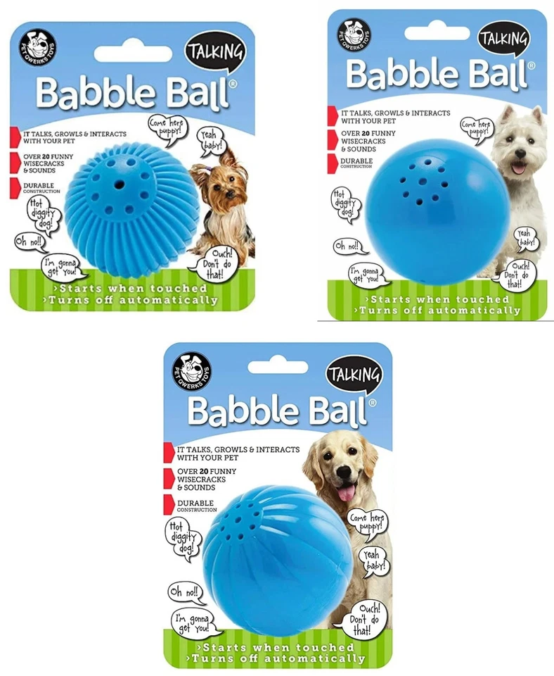 BABBLE BALL DOG TOY INTERACTIVE TALKING DURABLE STRONG TOUGH 3 SIZES FUN PET TOY - Image 1 of 1