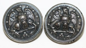 US NAVY Silver Tone Hopper Back Buttons 7/8" 35 Ligne E1-6 Lot of 2 B8857 - Picture 1 of 3
