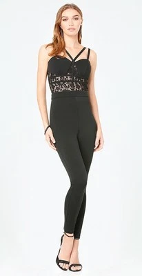 NWT Bebe Lace Trim Bralette Catsuit Small 139.00 - Image 1 of 4