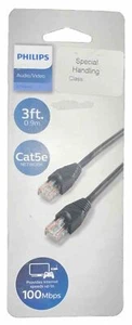 PACK OF 3 - Philips 3ft Streaming Internet Cable Cat5e - 100MB/Sec - NEW - Picture 1 of 2