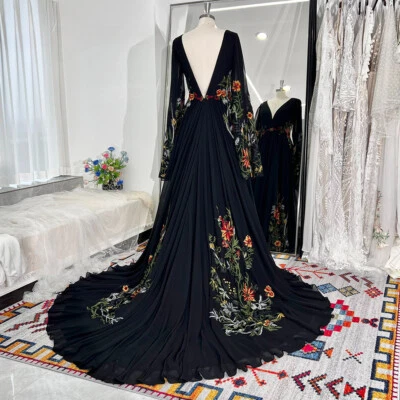 Colorful Wedding Dresses Pleated Crepe Forest Woodland Boho Bridal Gowns - Image 1 of 4