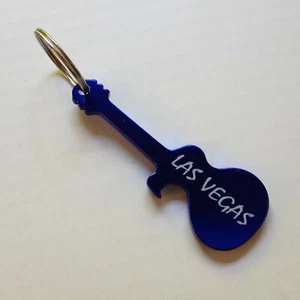 Las Vegas Souvenir Blue Guitar Key Chain & Bottle Cap Opener - Picture 1 of 3