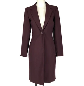 Johnny Dexter Jacket Burgundy Size 8 Long Line Single Button Lined Vintage 90s - Picture 1 of 13