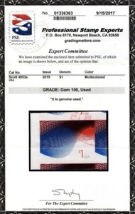 PSE GRADED CERT - 100 - #4953a $1 Waves - used - GEM - Picture 1 of 1