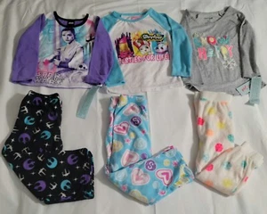Lot of 3 Sets Girls Pajamas XS 4/5 Star Wars, Shopkins Flame Resistant - Picture 1 of 5