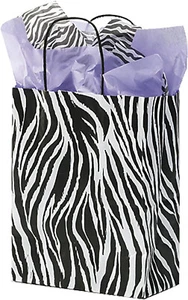 Paper Shopping Bags 100 Zebra Print Kraft Retail Gift Merchandise 8" X 5" X 10" - Picture 1 of 4