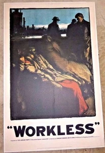 PÓSTER VINTAGE COLOREADO WORKLESS DEL PARTIDO LABORISTA REINO UNIDO LONDRES 1971 - Imagen 1 de 8