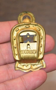 1900's M. Myers & Son Mini Good Luck Brass Documents Clip Binder Spring - Foto 1 di 7