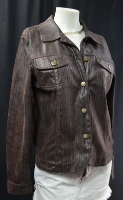 Bamboo Traders Cobre Metálico Brillo Marrón Botón Jean CHAQUETA ABRIGO LIGERO M NUEVO Foto 1 de 4