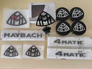11Pcs Black Maybach Front Fender Side Rear Wheel Center Badge For Mercedes Benz - Picture 1 of 7