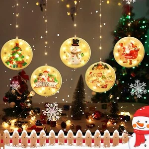 Christmas LED Curtain Snowman Santa 3D Lights Window String Fairy Waterproof - Picture 1 of 6