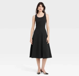 Women Corset Midi A-Line Dress - A New Day Black 8 Msrp $35 - Picture 1 of 4