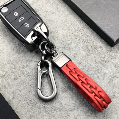 CAROCASE Schlüsselanhänger Lanyard Lederband für alle Auto Schlüssel inkl. Karabiner, rot
