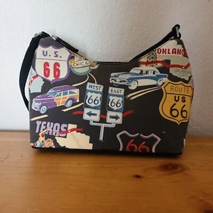 Vintage Canvas Umhängetasche Route 66 Retro - NEU  - Bild 1 von 10