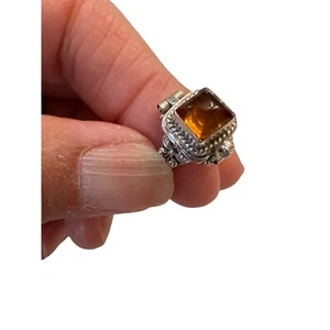 Bernstein Bali Sterlingsilber aufklappbarer Giftring Größe 8 neu Geschenk - Bild 1 von 14