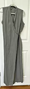 Jigsaw Women Size 14 Green Cargo Safari Sleeveless Wrap Dress 100% Linen Beach - Picture 1 of 7