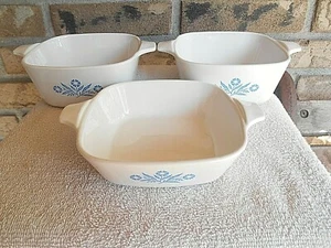 LOTE DE 2 PLATOS DE 2 TAZAS Corning Ware azul aciano P-43-B + 1 P-41 petite - Imagen 1 de 11