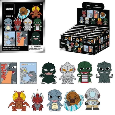 FULL BOX OF 24 SEALED Monogram Godzilla Classic Series 4 Figural Bag Clips NEW - Image 1 of 4
