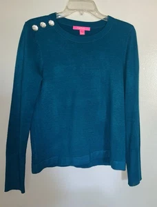 Suéter Top Verde Lilly Pulitzer Para Mujer Adornado Cuello Redondo Manga Larga Talla S - Imagen 1 de 6