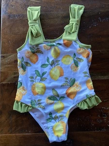 Pat Pat Lemon Girl’s Size 5-6 Y One-Piece Swimsuit With Cap - Picture 1 of 5