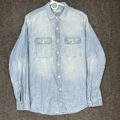 Camisa Wallace & Barnes Chambray Abotonada Para Hombre Pequeña Azul Manga Larga Foto 1 de 4