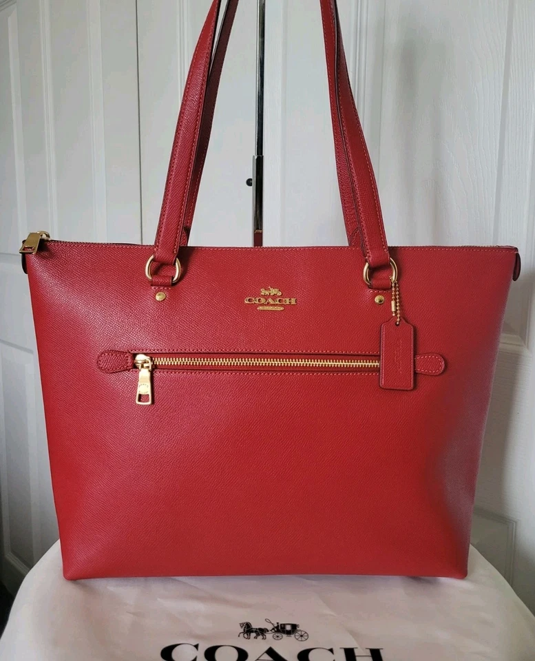 Coach Large Gallery Tote Crossgrain Black / Gold Leather Shoulderbag F79608