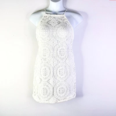 Forever 21 Dress Women L White Crochet Lace Halter Backless Bodycon Boho NWT - Image 1 of 4