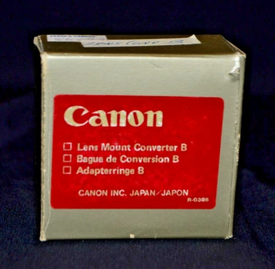 Convertidor de montaje de lente Canon B Canon vintage nuevo stock antiguo hecho en Japón Foto 1 de 4