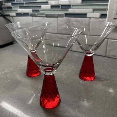 ARTLAND RUBÍ ROJO PRESSCOTT CRISTAL MARTINI VASOS - JUEGO DE 3 Foto 1 de 4