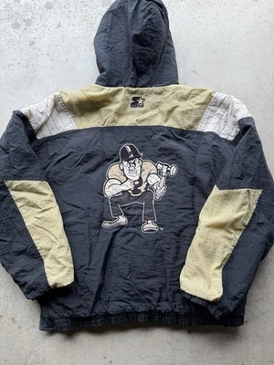 VINTAGE RARE STARTER Purdue Boilermakers HALF ZIPP PULLOVER JACKET MENS Sz Large - Image 1 of 4