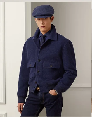 Chaqueta Bomber Ralph Lauren Etiqueta Púrpura Henrik Mezcla Lana XL Azul Marino ITY $2995 Foto 1 de 4