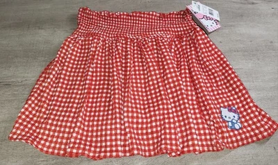 Falda corta Sanrio Hello Kitty roja guinga cintura ajustada niñas L 10 12 nueva con etiquetas Foto 1 de 4