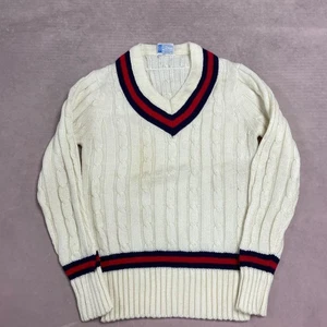 Suéter de cricket abuelo cuello en V tejido con cable de punto vintage para hombre - Imagen 1 de 5