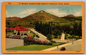 Tucson Arizona  "A" Mountain Southern Pacific Hospital building December 27 1956 - Picture 1 of 2