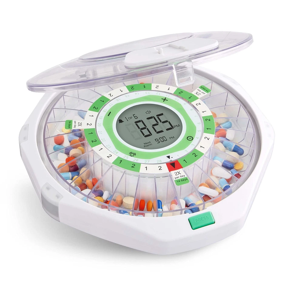 LiveFine 28-Day Automatic Pill Dispenser W/Upgraded LCD Display & Lock Frosted