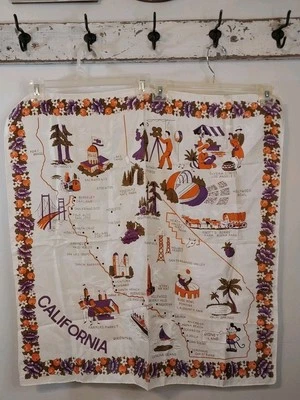 De Colección Bufanda Retro Recuerdo California Acetato Monumentos Históricos Mapa Hecho en Japón Foto 1 de 4