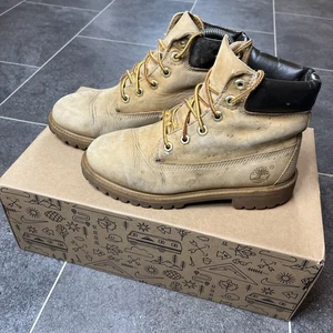 Timberland Premium Boots Leather Camel Stone Heeled - size 4 - Picture 1 of 8