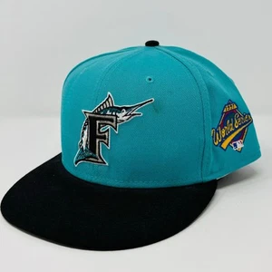 Florida Marlins Hat Cap Fitted Size 8 1997 World Series Side Patch Blue Wool MLB - Picture 1 of 8