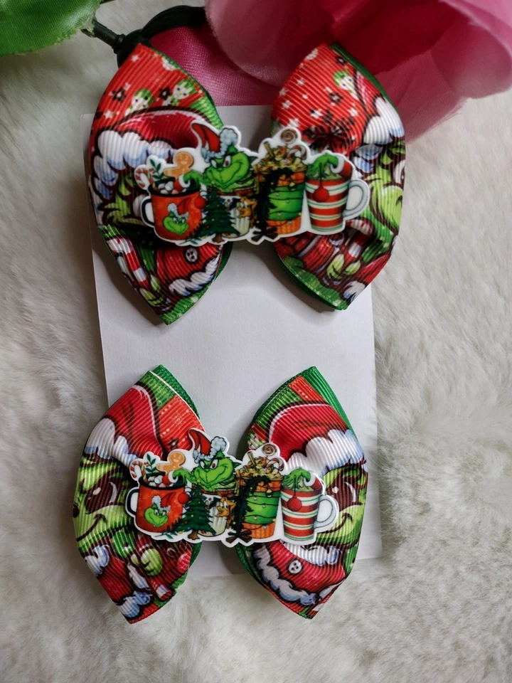 Hair Bow Set Grinch  - Image 1 of 1