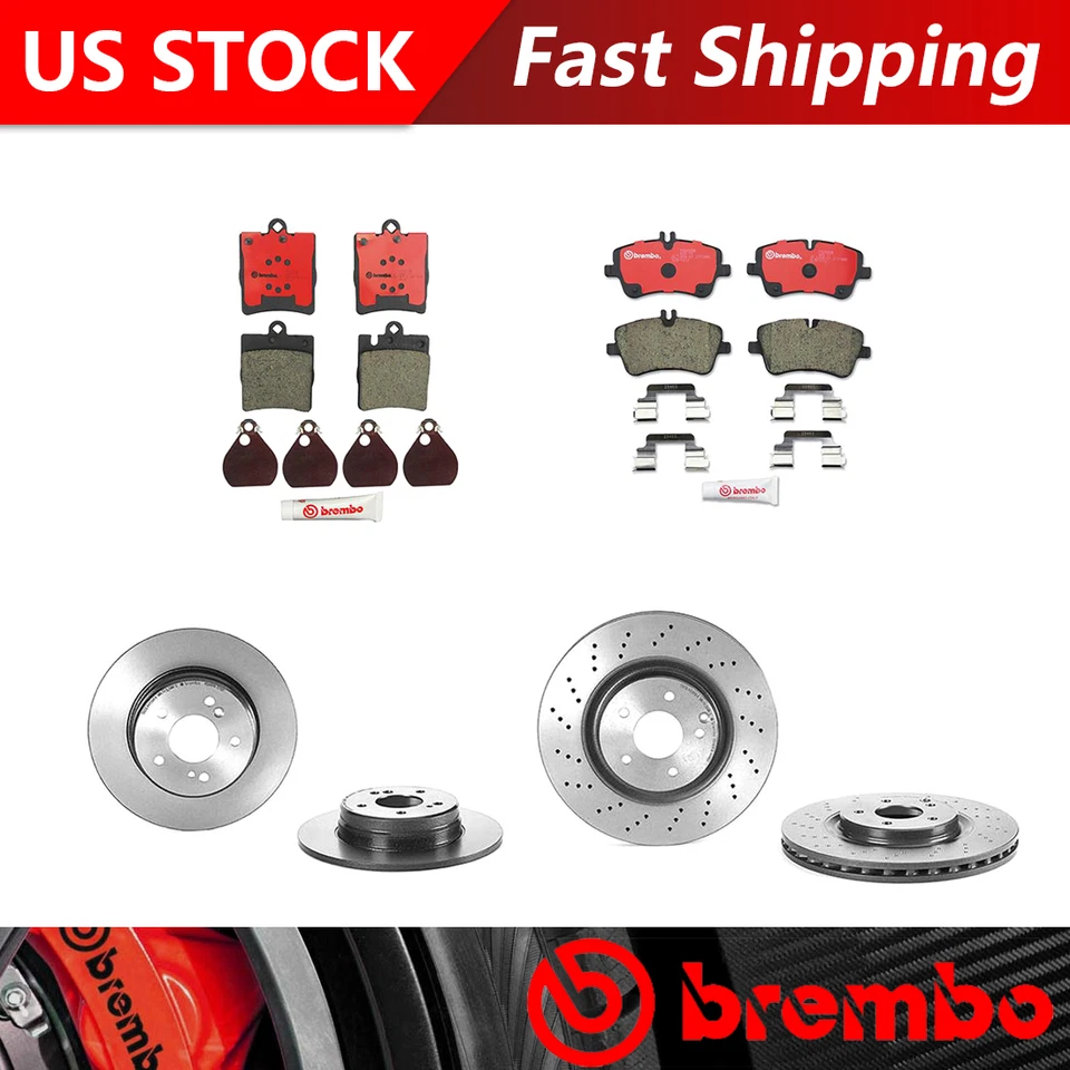 Se adapta a Mercedes-Benz SLK280 2006-2008 Kit de rotores de freno delanteros traseros pastillas de freno Foto 1 de 4