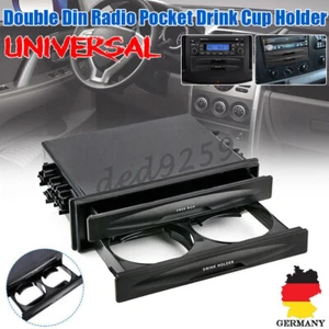 Universal Auto 2-DIN Aufbewahrung Ablagefach KFZ LKW Getränkehalter Becherhalter - Bild 1 von 8