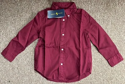 NWT Ralph Lauren Polo Button Up Shirt, Kids, Burgundy Red, Various Sizes - Image 1 of 3