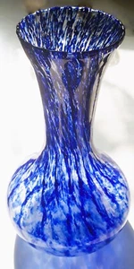 60s Vintage ITALIEN ART GLASVASE Kobaldblau  Überfang Glas Mundgeblasen  70er - Bild 1 von 9