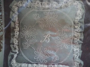 Vintage Charmin Candlewicking Kit Monogram Pillow Blue 14 x 14 Inches NIP - Picture 1 of 3