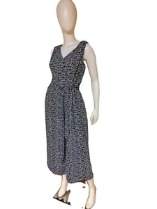 CALVIN KLEIN Black/White Print Sleeveless Belted Cropped Jumpsuit w/Pockets-12 - Picture 1 of 2