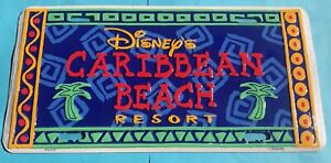 1997 CARIBBEAN BEACH RESORT PALM TREE METAL LICENSE PLATE SIGN DISNEY NEW SEALED